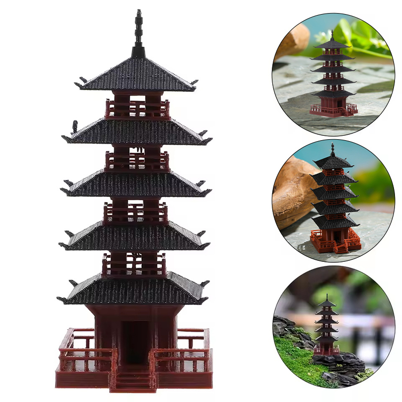 Mini Bonsai Zen Garden - Mini Pagoda Heykeli Çin Antik Bina