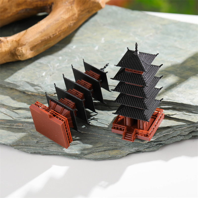 Mini Bonsai Zen Garden - Mini Pagoda Heykeli Antik Bina Modeli