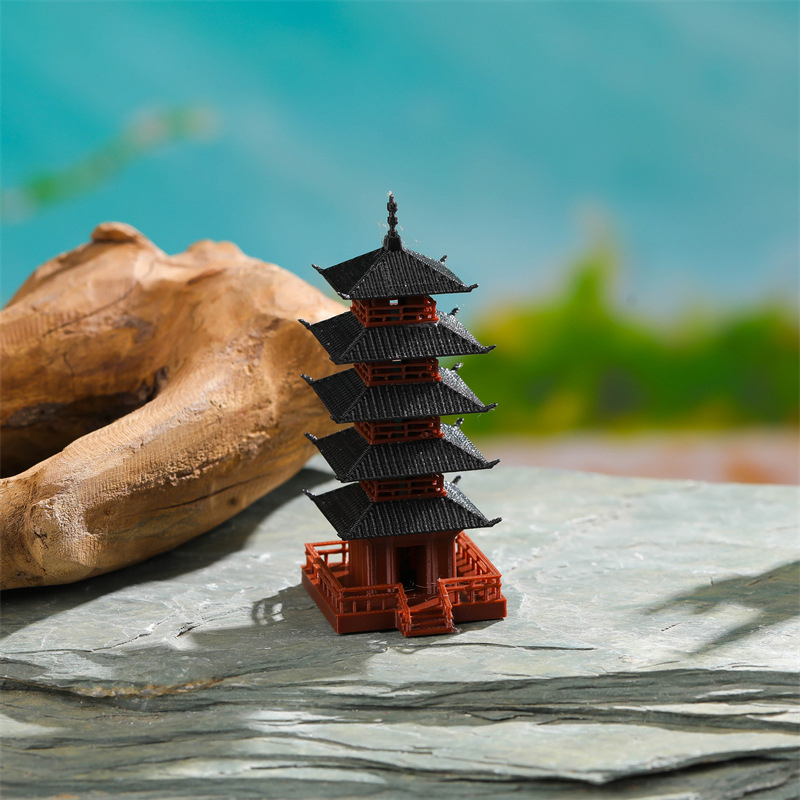 Mini Bonsai Zen Garden - 1 adet Mini Pagoda Heykeli Çin