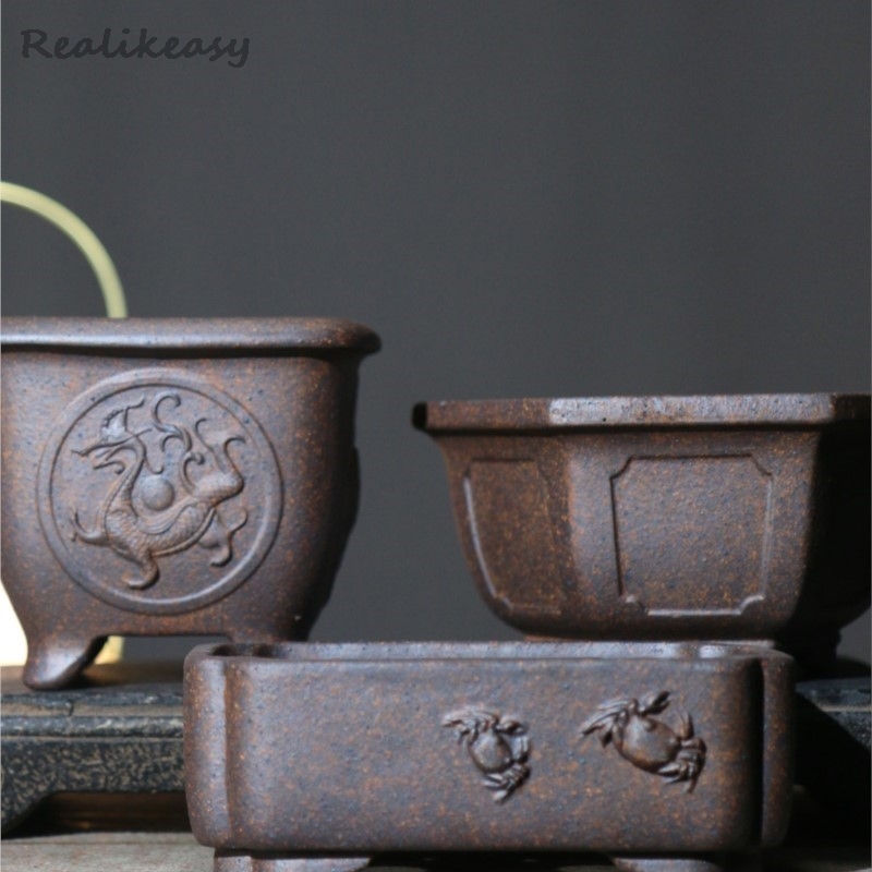 Mini Bonsai Zen Garden - Mor kum saksı altıgen Bonsai saksısı